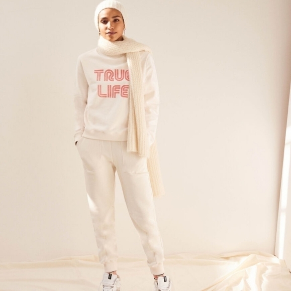 New BA&SH Tarah True Life Graphic Cotton Off White Sweatshirt Large /8 US /3 EU - Picture 2 of 13